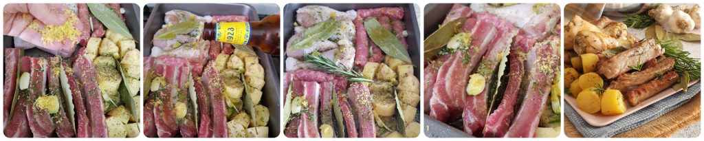 pork ribs with chicken and potatoes