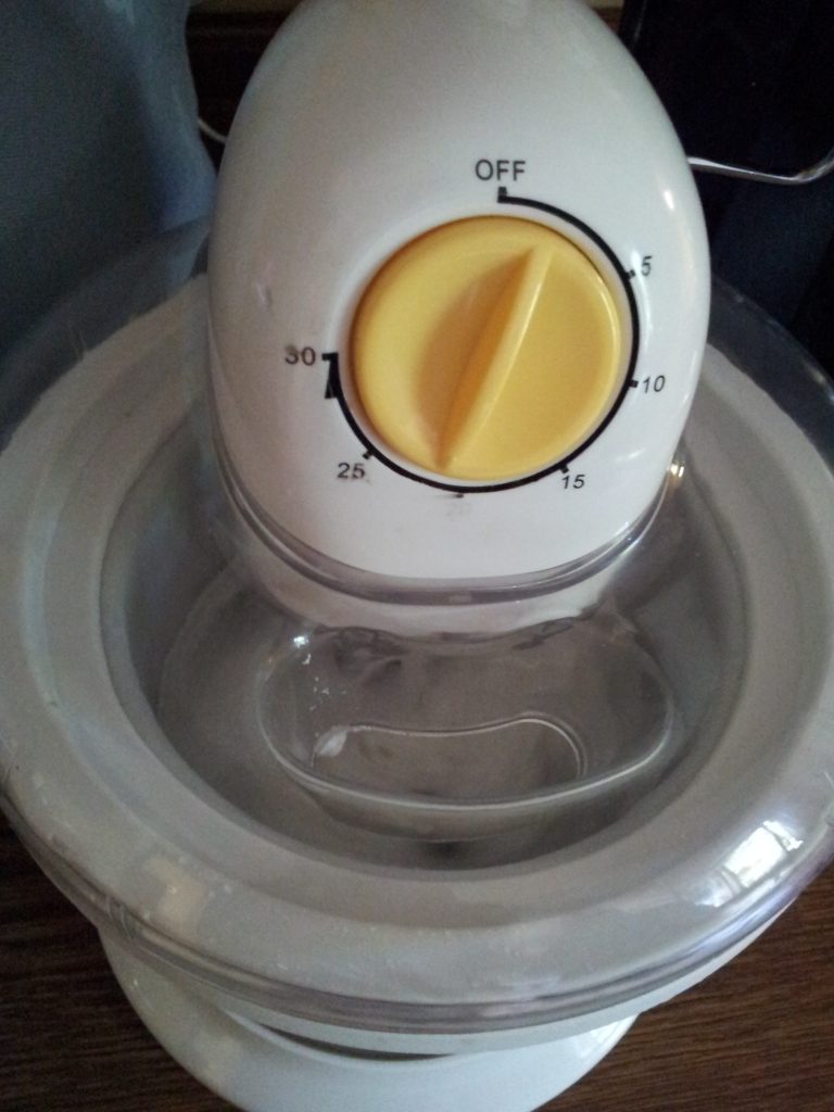 Ice cream maker in action for the lemon sorbet