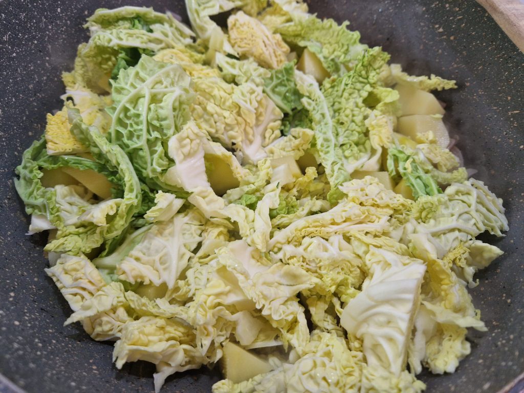 savoy cabbage in skillet