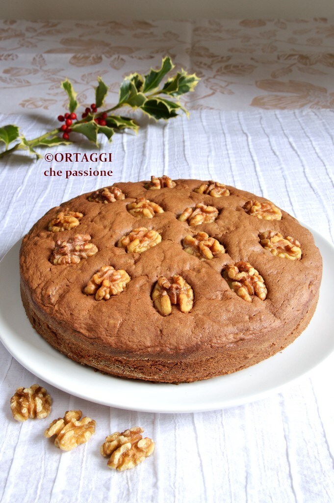soft walnut and chocolate cake