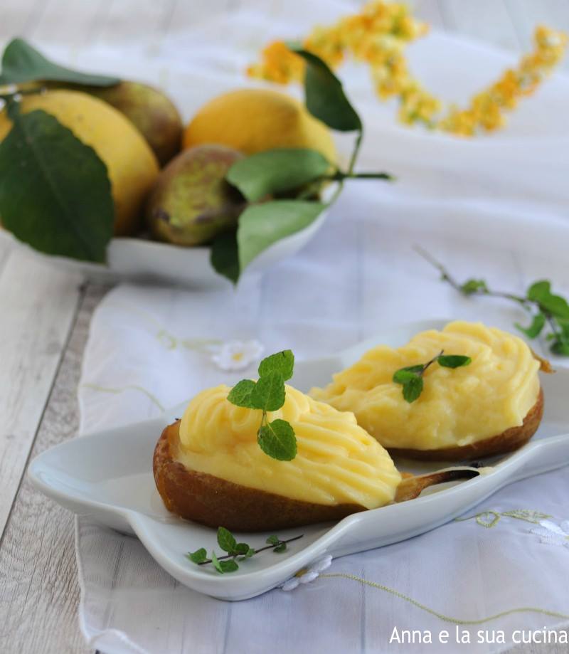 Pear stuffed with lemon cream