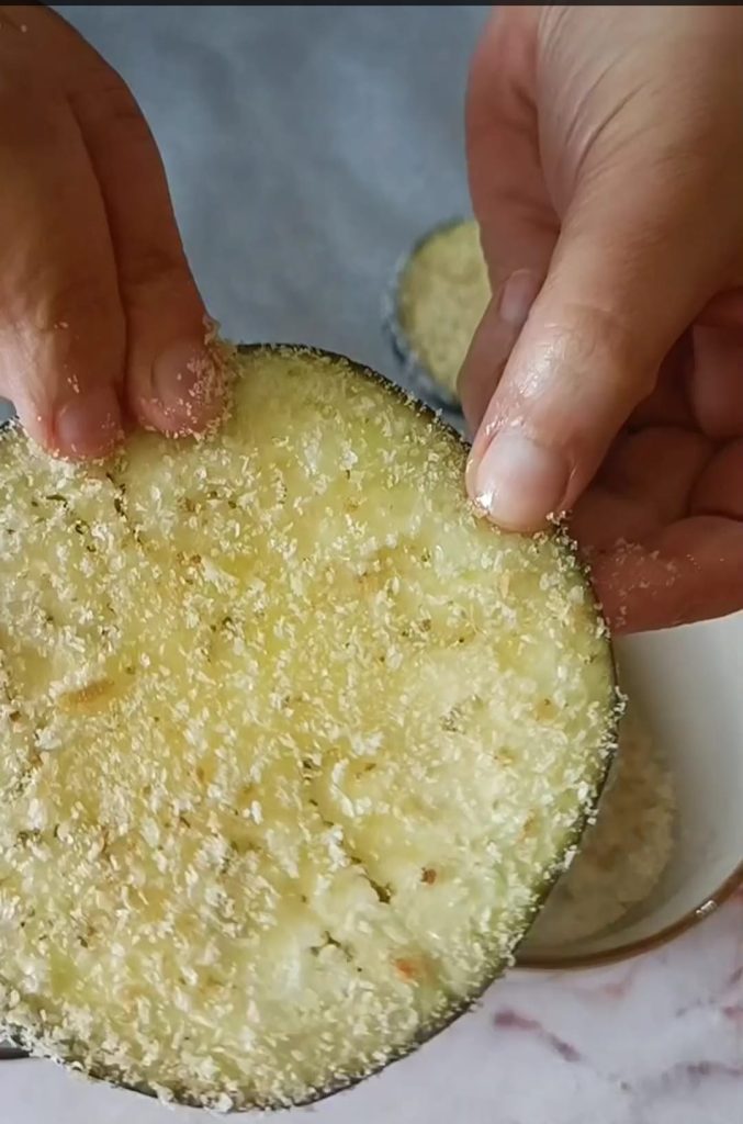 Eggplant Slice Covered with Breadcrumbs