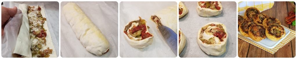 puff pastry rolls with vegetables