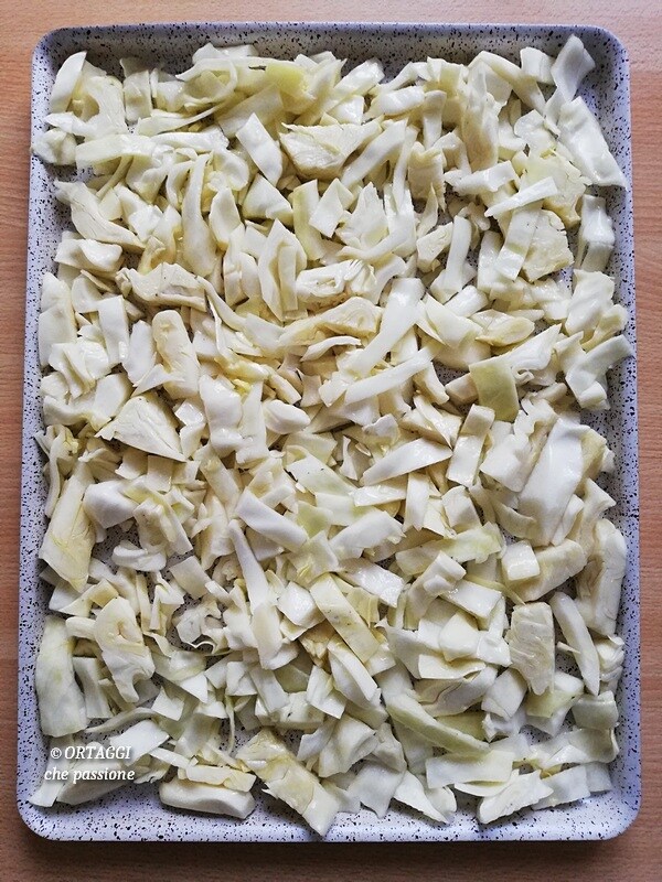 Cabbage on baking tray