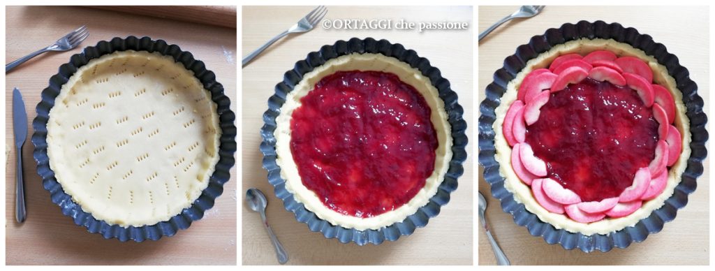 3 tart with jam and red apples