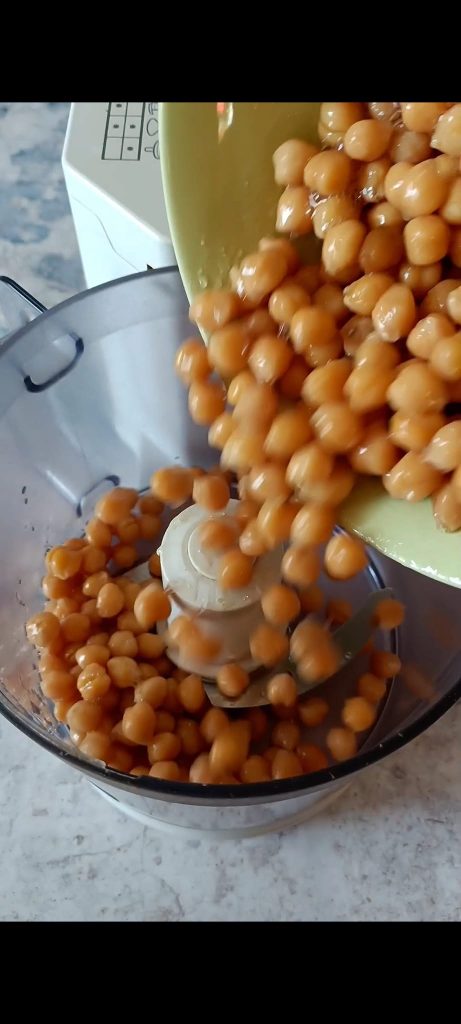 Chickpeas in mixer
