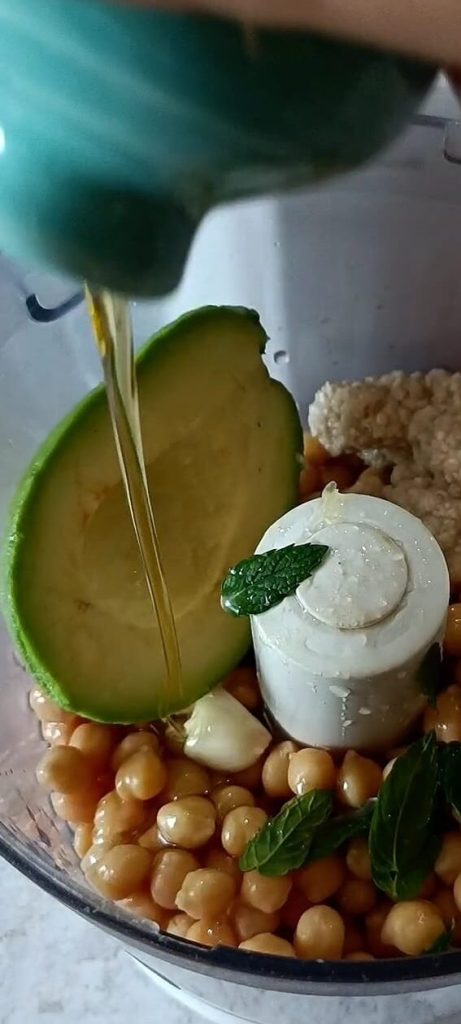 Tahini, oil, lemon juice, salt, and pepper