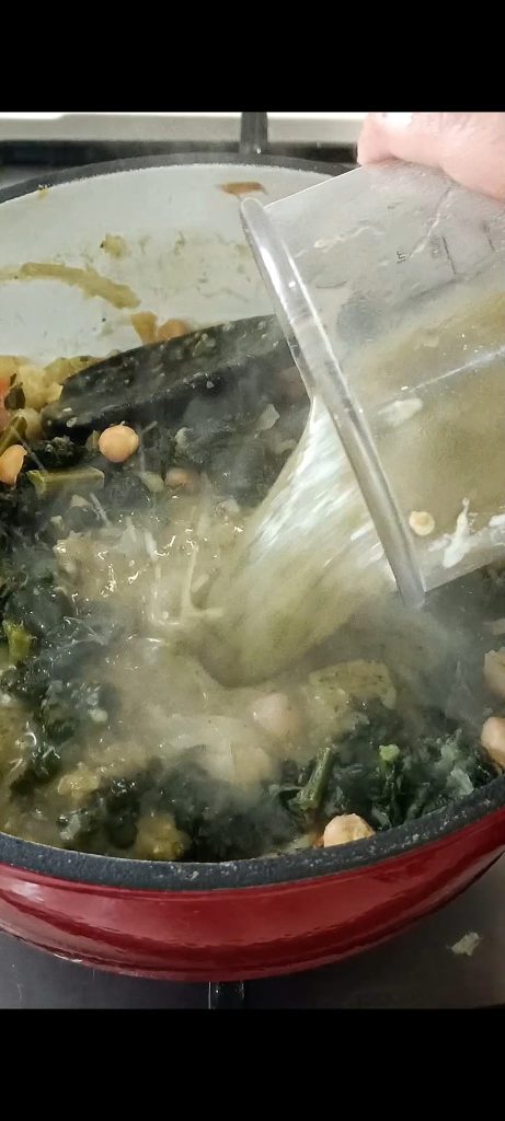 Blending a portion of the soup