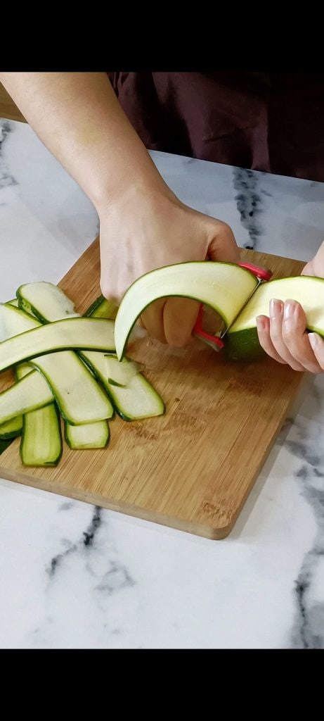 Slice the zucchini thinly