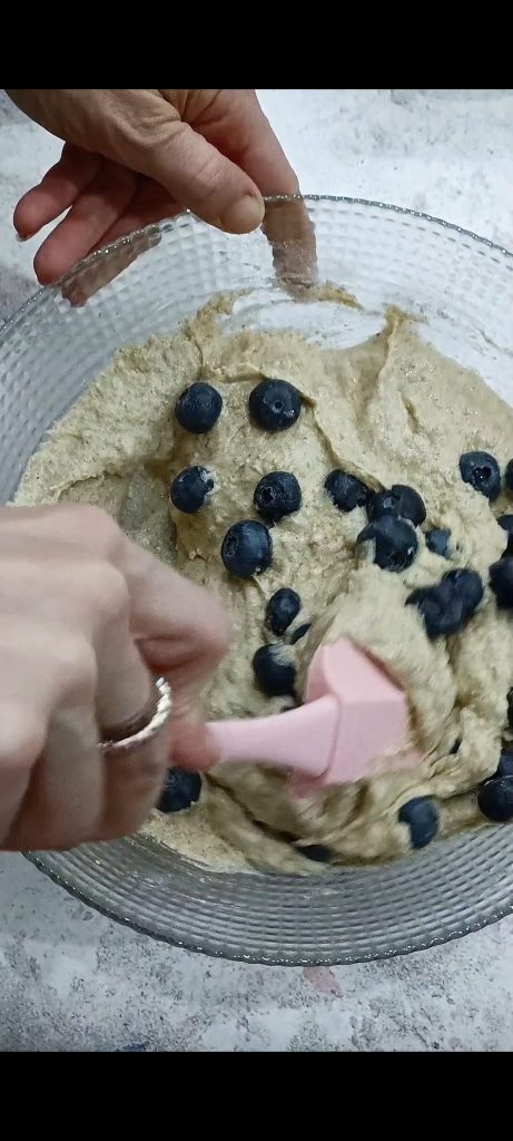 Finally add the blueberries