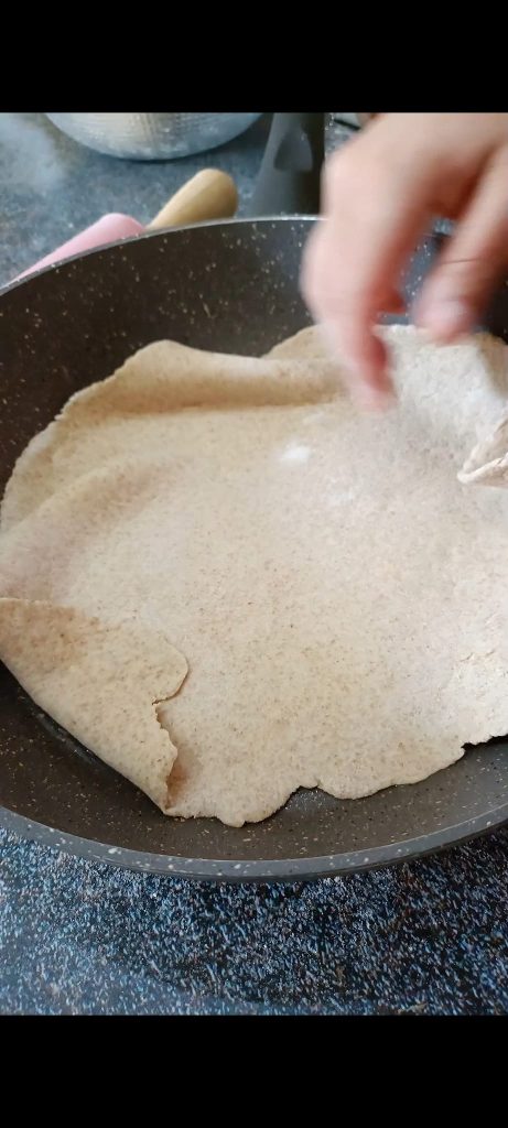 We roll out the first disc in a skillet