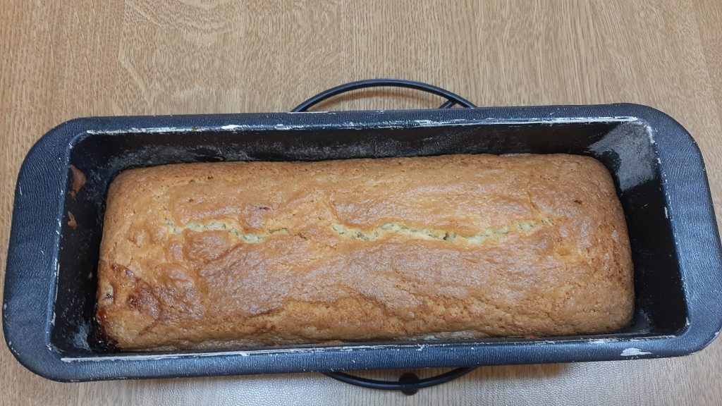 Raspberry Pound Cake Covered with White Chocolate