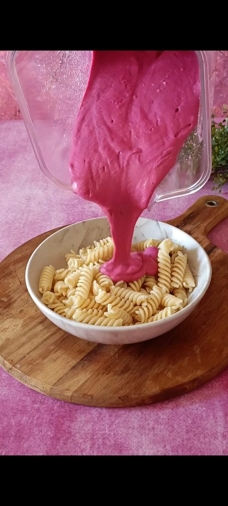 Toss the pasta with the prepared sauce
