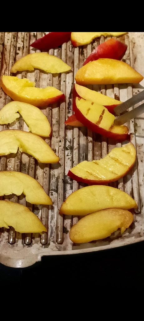 Grill the peach slices