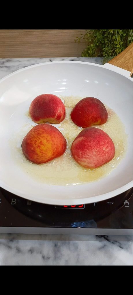 Caramelize the peaches