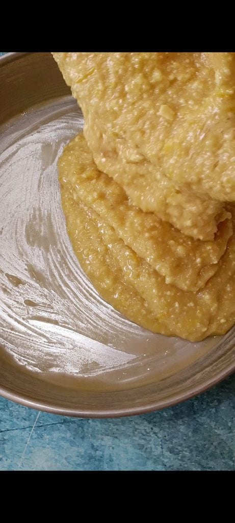 Pour the dough into the mold