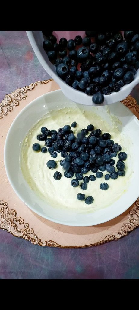 Adding blueberries