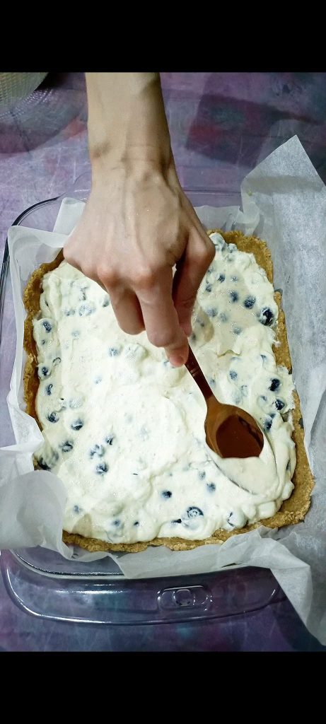 Pouring blueberry cream