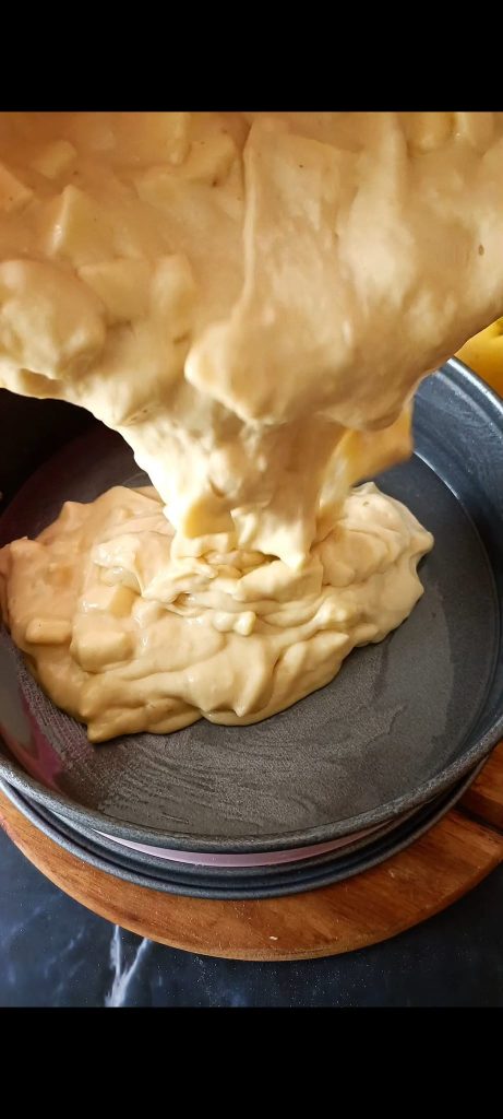 Pouring into the springform pan