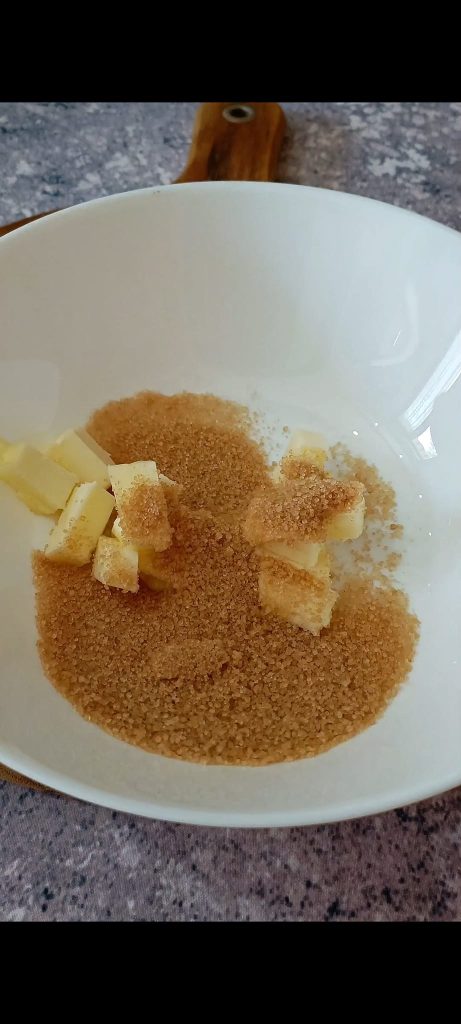 Combine soft butter and brown sugar