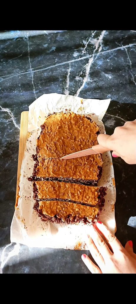 Cutting into slices and then squares