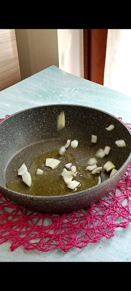 Sauté the onion with oil