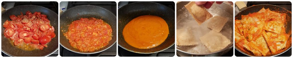 light filled ravioli with tomato
