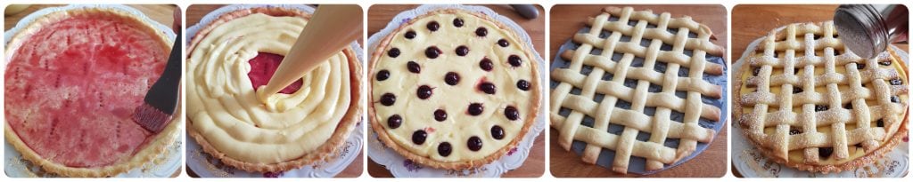 tart with cream and cherries