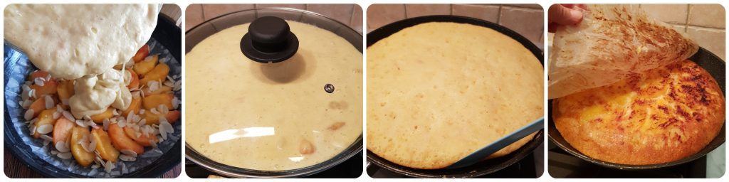 peach and almond skillet cake