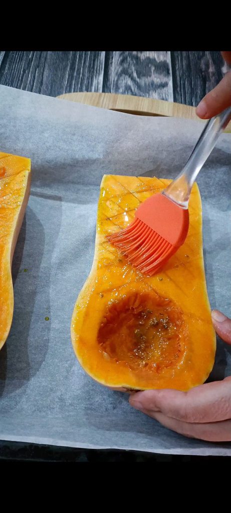 Brush with oil and herbs
