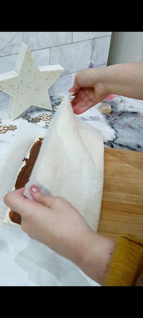 Fold the other half over the Nutella filling
