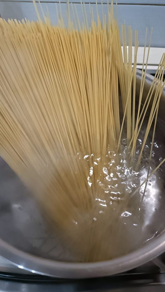 Cook the spaghetti in boiling water