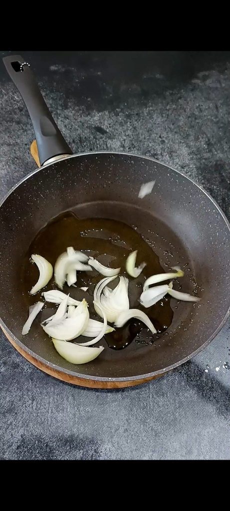 Onion in pan with oil