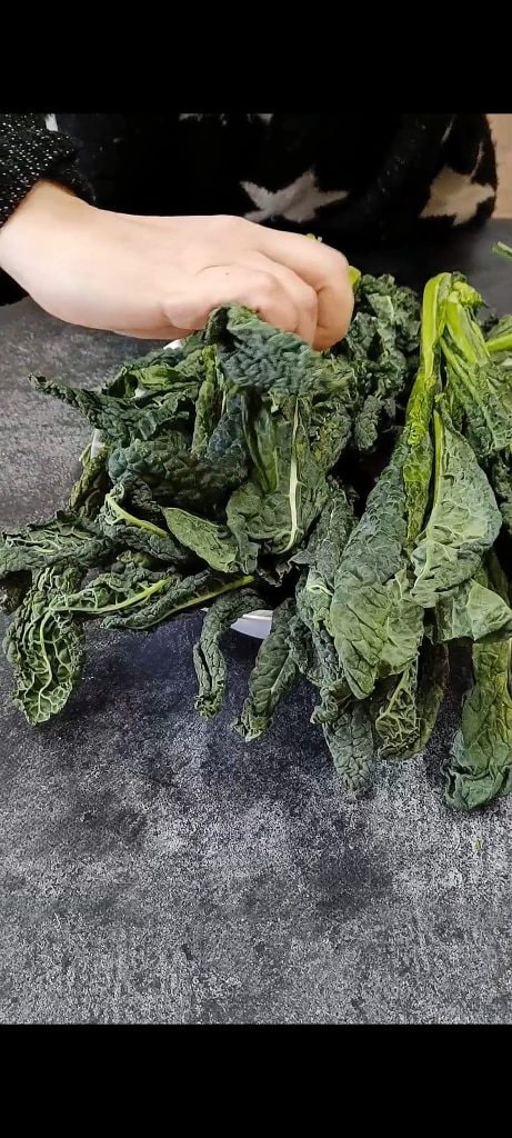 Cleaning the kale