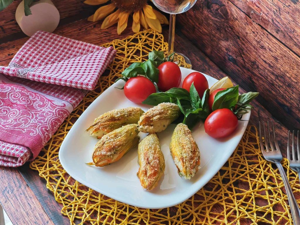 Zucchini Flowers Stuffed with Rice