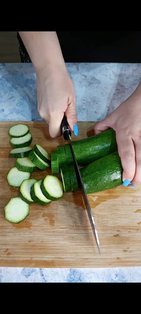 Slice the zucchinis