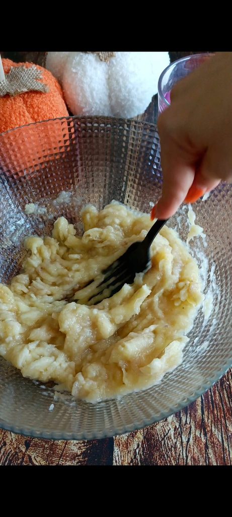 Mash the ripe bananas