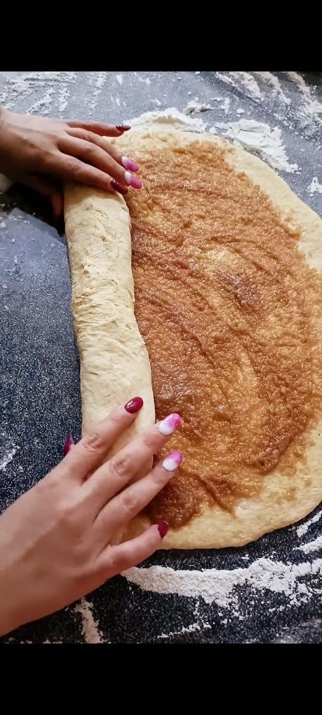 Spread the filling and roll up