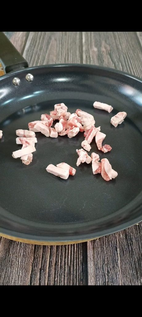 We fry the pork jowl until crispy