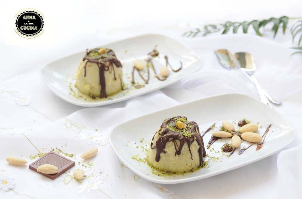Panna cotta with pistachios and almonds