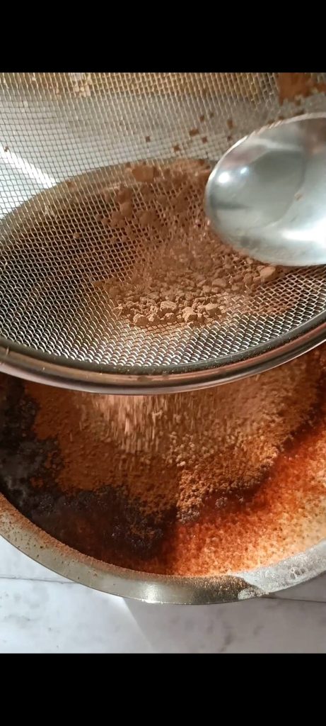 Add unsweetened cocoa to the cream