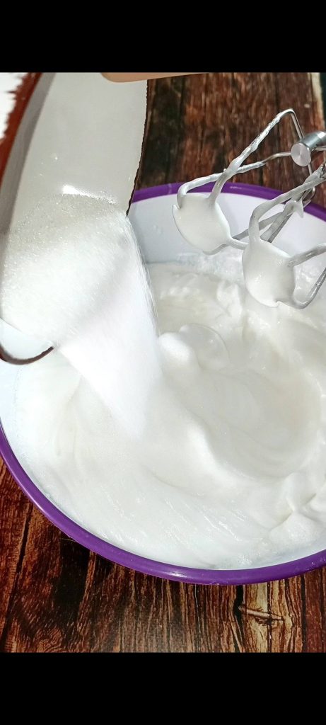 We beat the egg whites until stiff