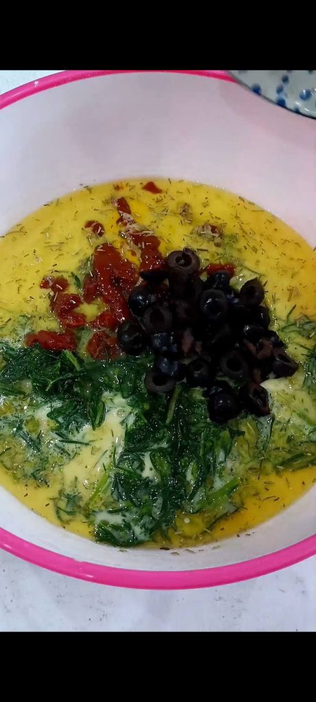 Add to the chickpea batter all the other ingredients