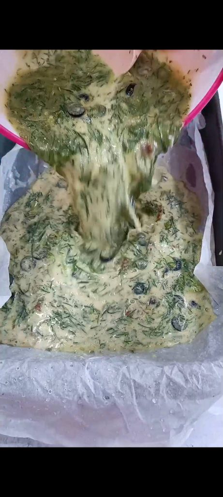 Pour the mixture into the baking tray