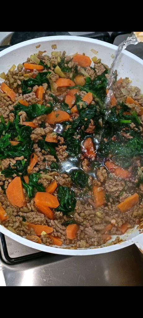Adding the spinach