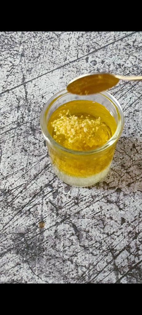 Prepare the dressing with oil, vinegar, and lemon