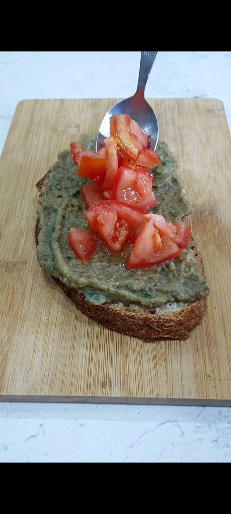 Assembling the bruschetta