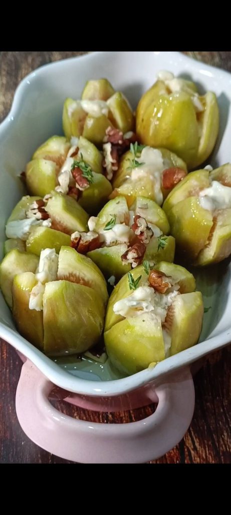 Enhance figs with thyme, rosemary, honey, and walnuts