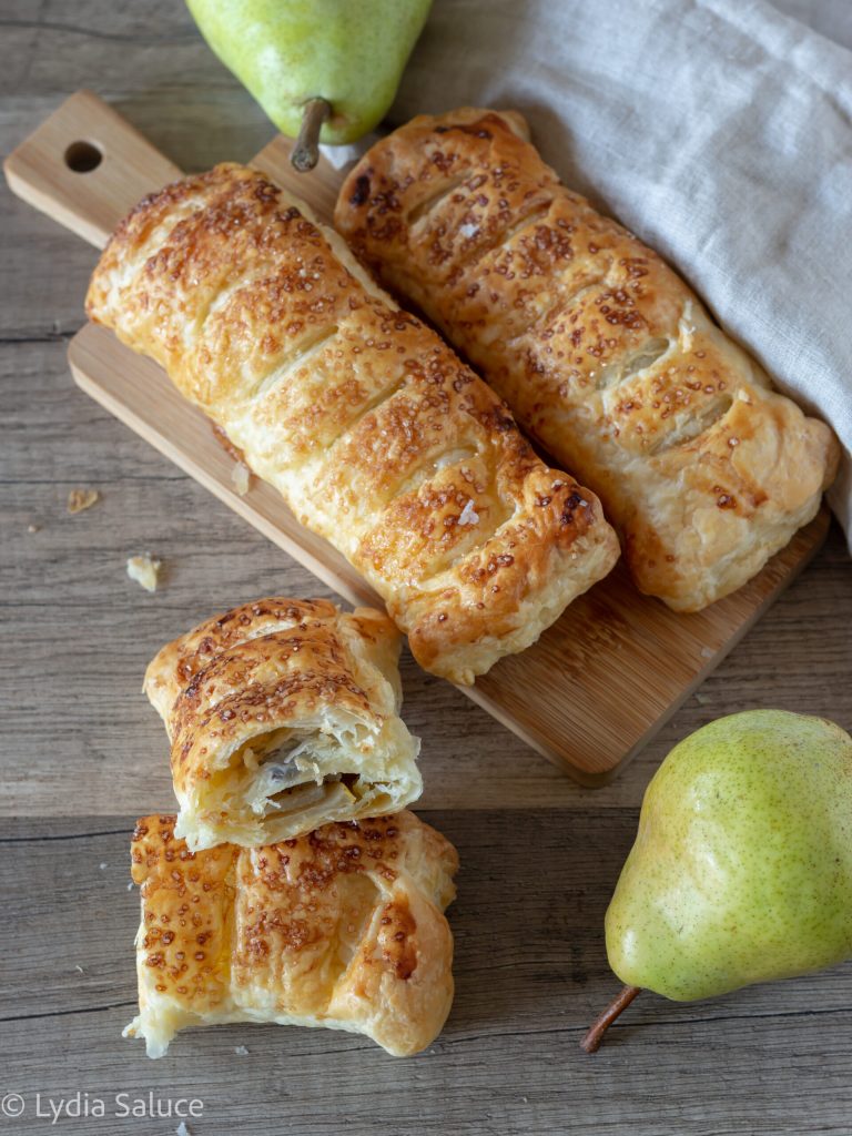 puff pastries with pears and chocolate