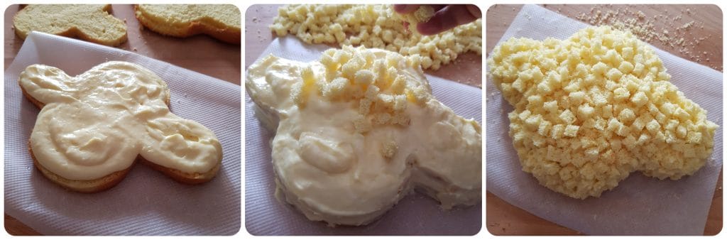 easter mimosa cake assembly